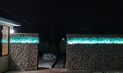 Забор из габионов Геофаст с подсветкой
